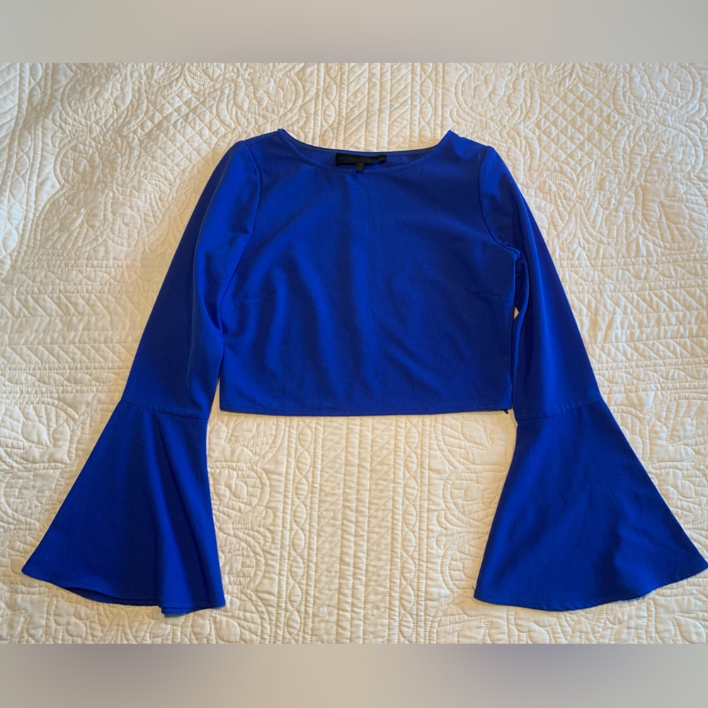 Kendall & Kylie Royal Blue Bell Sleeve Top